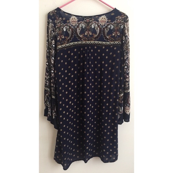 5/$25 Angie Boho Printed Tunic with Bell Sleeves - Picture 6 of 6